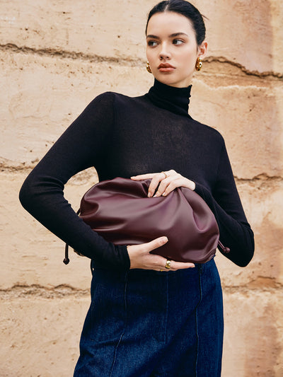 İpli Yumuşak Clutch Çanta