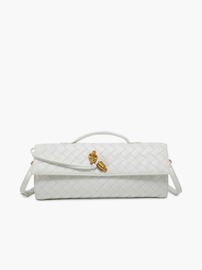 Çift Yönlü Dokuma Flap Clutch Omuz Çantası