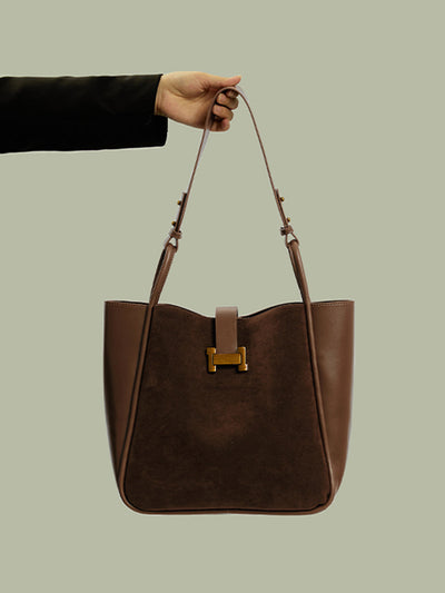 Metal Detaylı Panel Tote Çanta