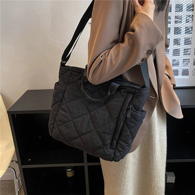 Olives Kapitone Puffer Tote Pamuk Çanta