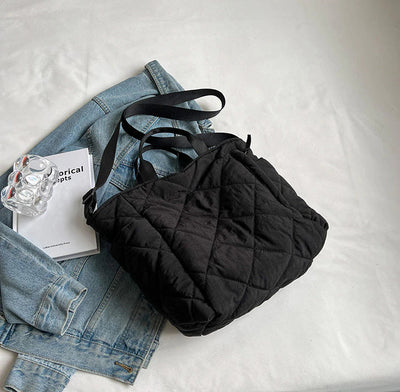 Olives Kapitone Puffer Tote Pamuk Çanta