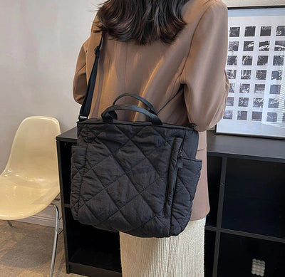 Olives Kapitone Puffer Tote Pamuk Çanta