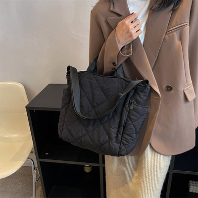 Olives Kapitone Puffer Tote Pamuk Çanta