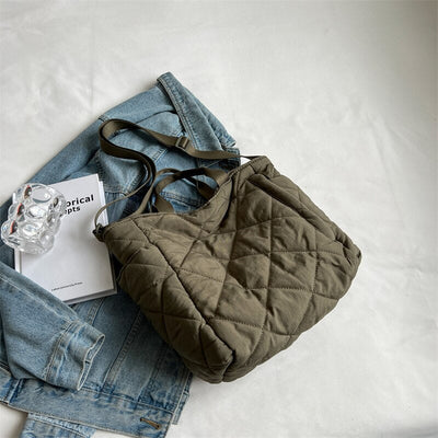 Olives Kapitone Puffer Tote Pamuk Çanta