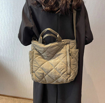 Olives Kapitone Puffer Tote Pamuk Çanta