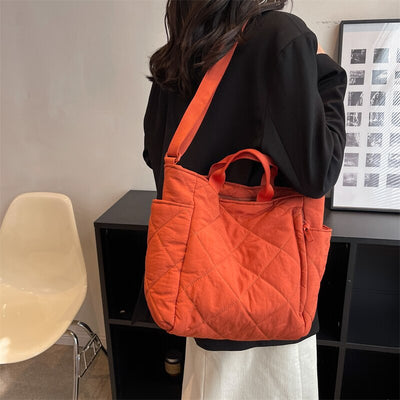 Olives Kapitone Puffer Tote Pamuk Çanta
