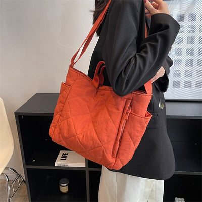 Olives Kapitone Puffer Tote Pamuk Çanta