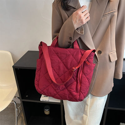Olives Kapitone Puffer Tote Pamuk Çanta