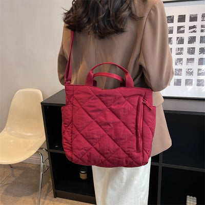 Olives Kapitone Puffer Tote Pamuk Çanta