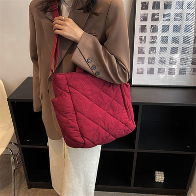 Olives Kapitone Puffer Tote Pamuk Çanta