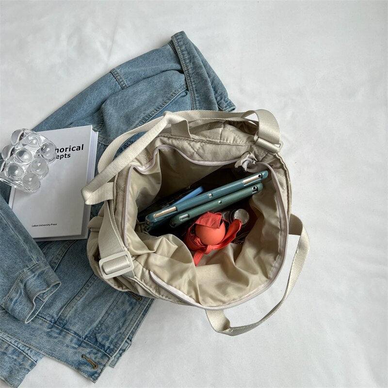 Olives Kapitone Puffer Tote Pamuk Çanta