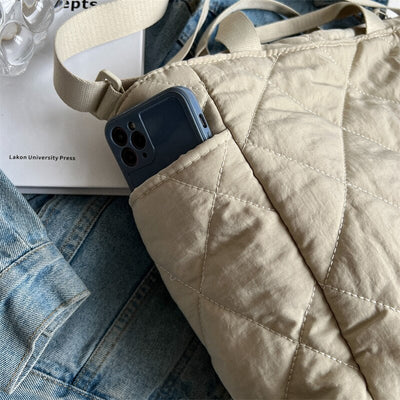 Olives Kapitone Puffer Tote Pamuk Çanta