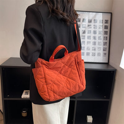 Olives Kapitone Puffer Tote Pamuk Çanta