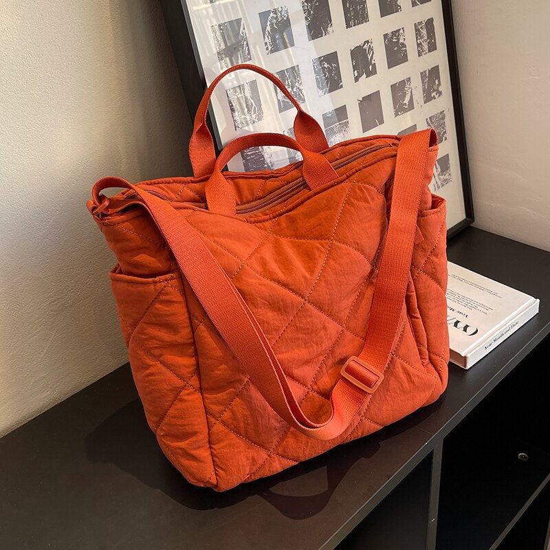 Olives Kapitone Puffer Tote Pamuk Çanta