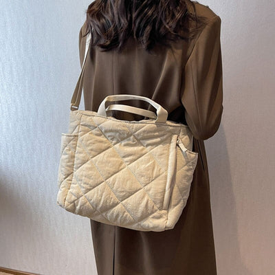 Olives Kapitone Puffer Tote Pamuk Çanta