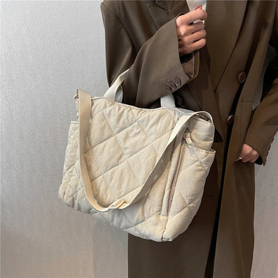 Olives Kapitone Puffer Tote Pamuk Çanta